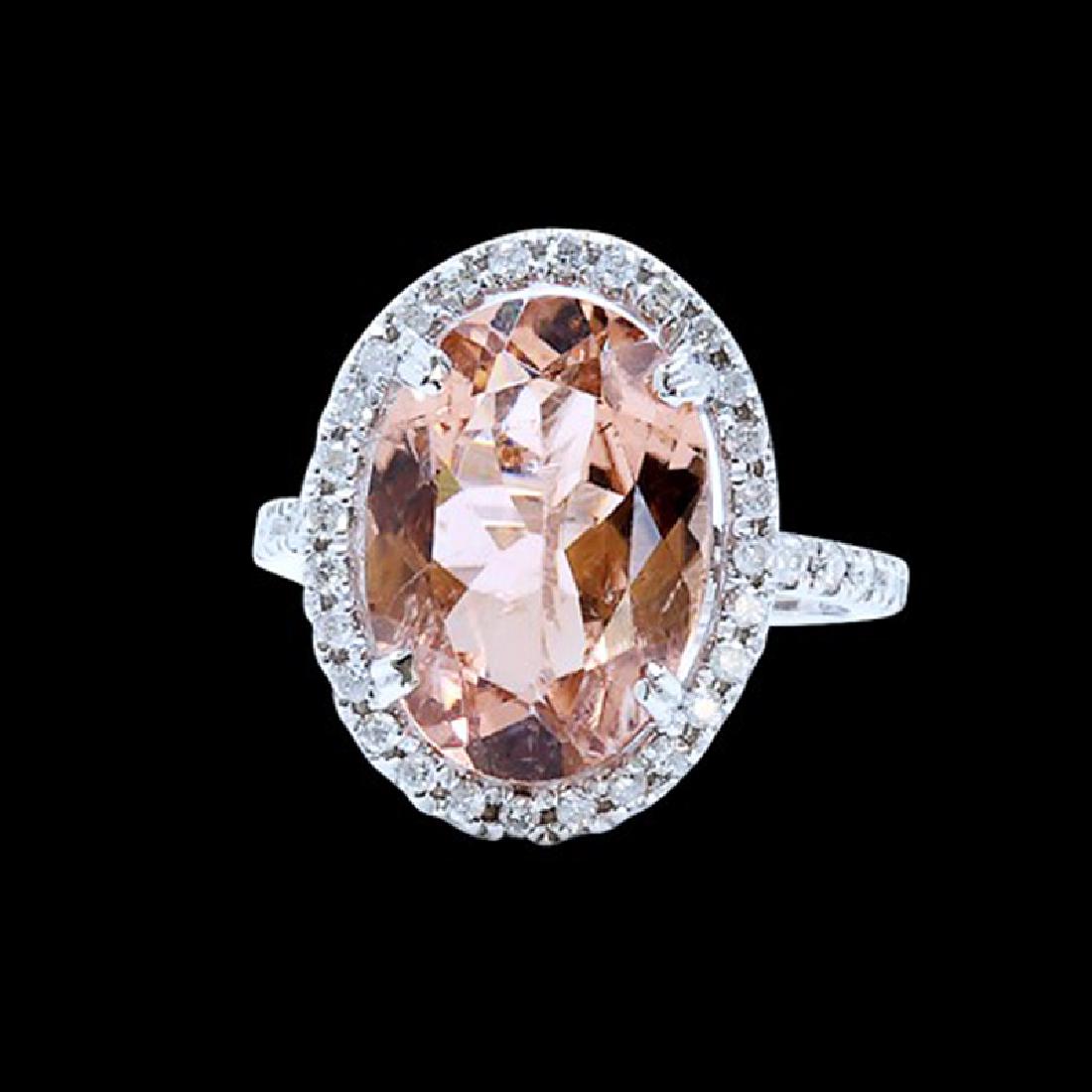 5.44CT NATURAL TOURMALINE 14K W/G RING: 14K W/G NATURAL TOURMALINE RING :3.33GRAM/DIA: 0.43CT /TOURMALINE :5.44CT/#GVR1309