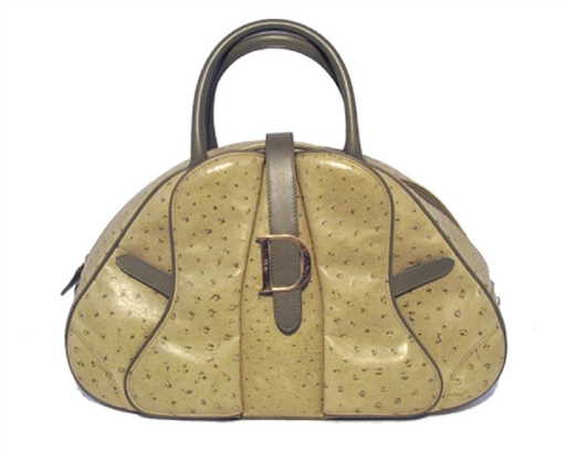 Dior Green Ostrich Leather Handbag Dior Green Ostrich Leather Handbag See Sold Price