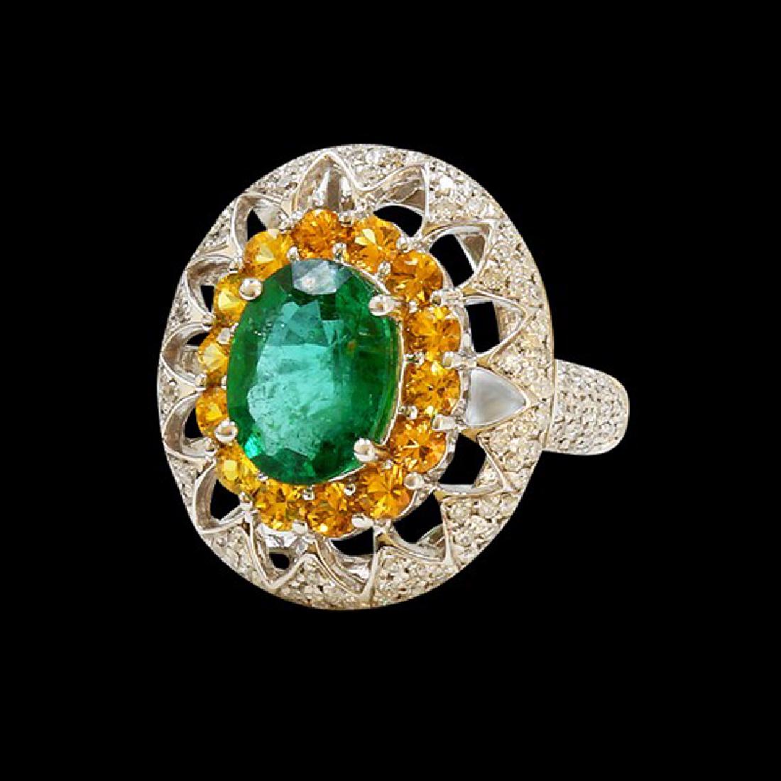 3.64CT NATURAL COLOMBIAN EMERALD 14K WHITE GOLD RING: 14K WHITE GOLD NATURAL COLOMBIAN EMERALD RING 9.76 GRAMS/COLOMBIAN EMERALD:3.64CT/DIAMOND:1.55CT/#GVR1096 **This spectacular 3.64ct Oval Shape Natural Fine Emerald casts a vibrant green hue. Emerald i