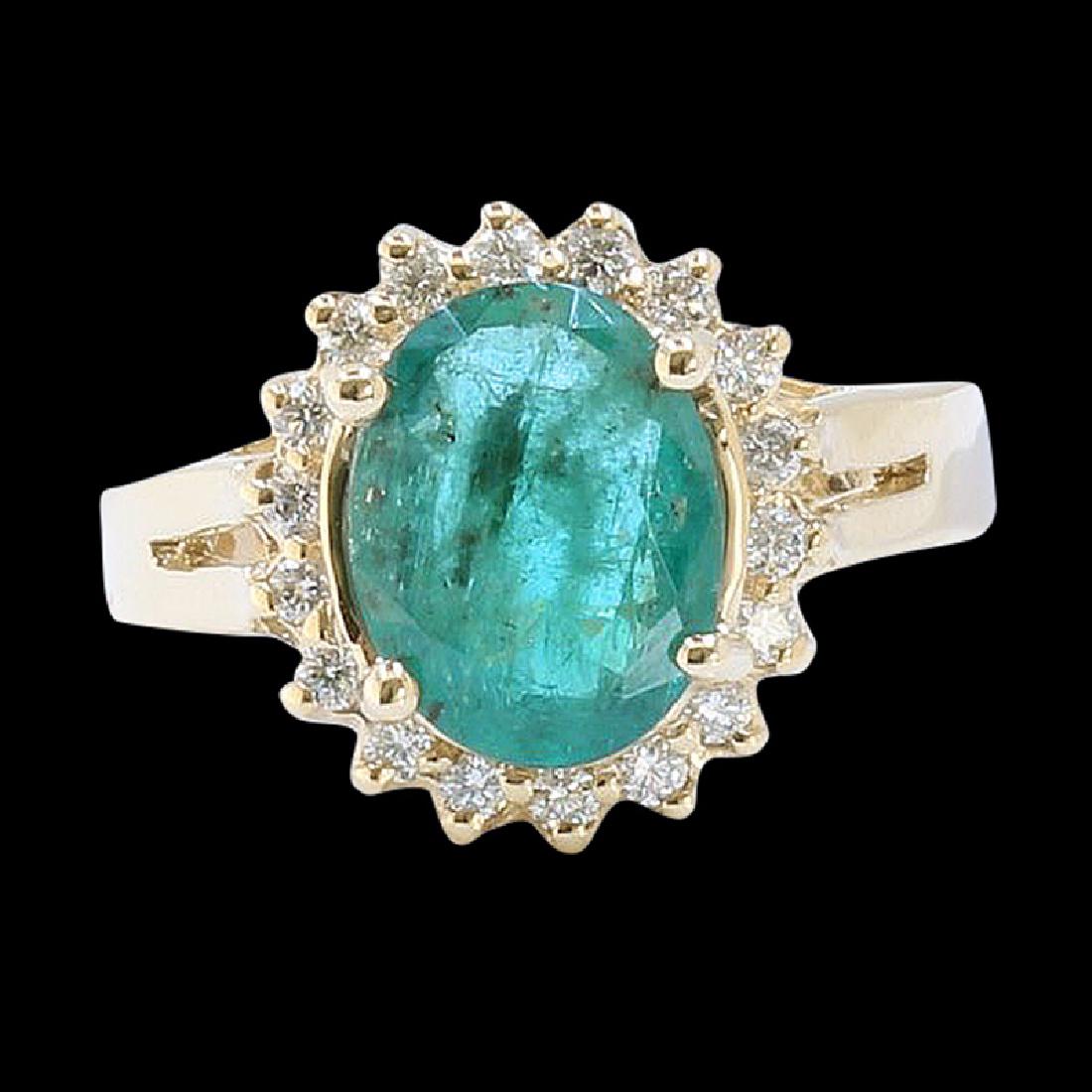 7.07CT NATURAL COLOMBIAN EMERALD 14K Y/G RING: 14K Y/G NATURAL COLOMBIAN EMERALD RING :3.17GR/DIA :0.47CT/COLOMBIAN EMERALD :7.07CT/#GVR1393