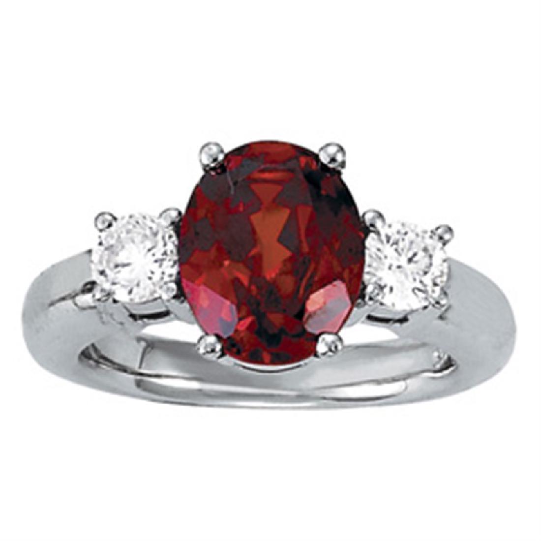 3ct Ruby 14K White Gold Ring 6.68gm: 3ct Ruby 14K White Gold Ring 6.68gm Stone Breakdown - 1 - 10x8 Oval ,2 - .25PT Round Diamond - 1/2 ct tw Diamond Quality - G-H Color VS/SI Clarity All Weights and Measurements are Approximate #83665