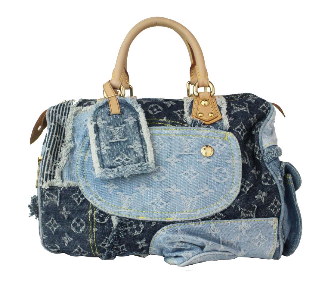 LOUIS VUITTON Limited Edition Speedy 30 Hand Bag Denim