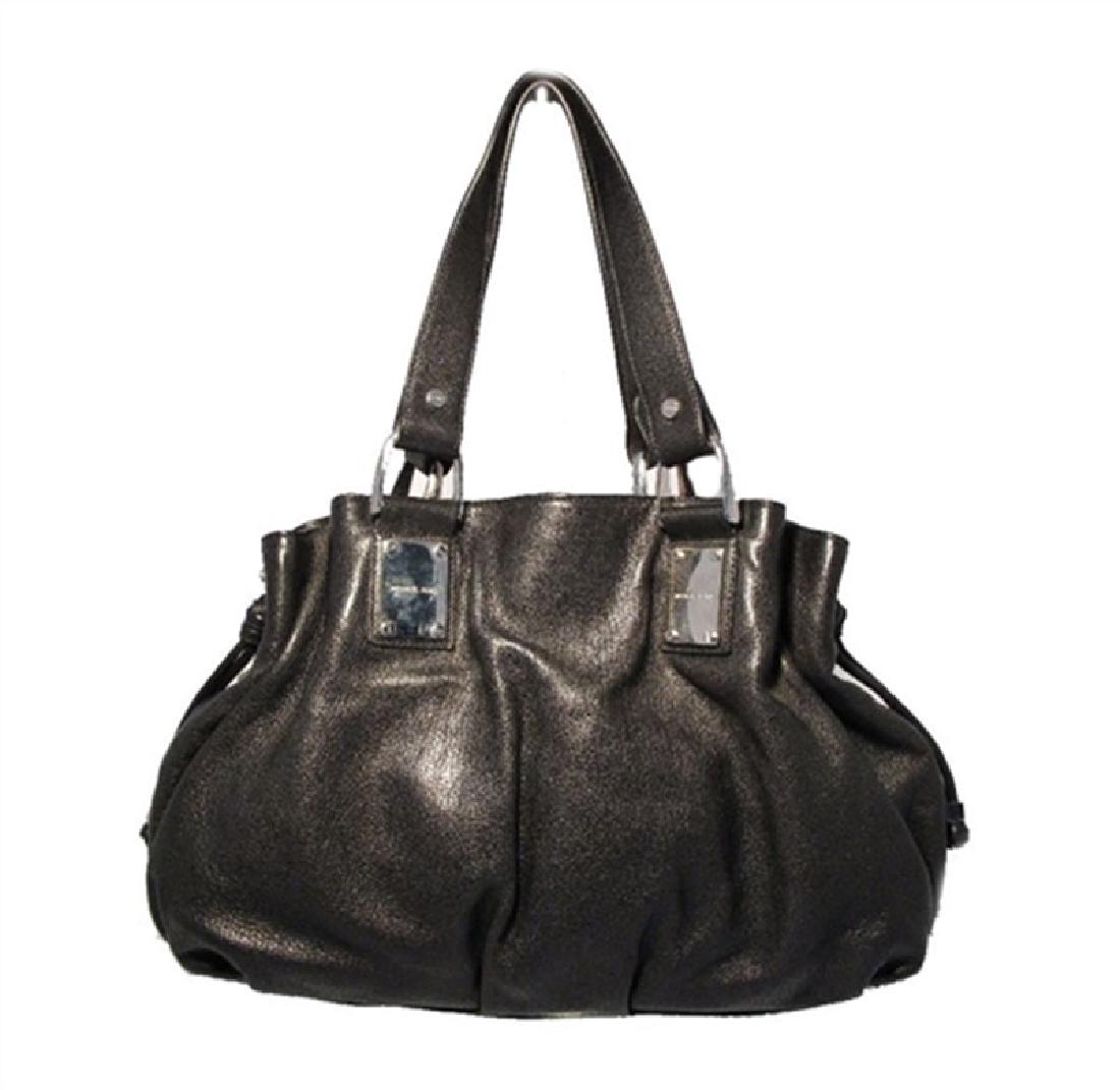 Michael Kors Black Leather Shoulder Bag: Michael Kors Black leather shoulder bag in excellent condition trimmed with silver hardware. The double black leather shoulder straps help hold your belongings in style with comfort. The drawstring st