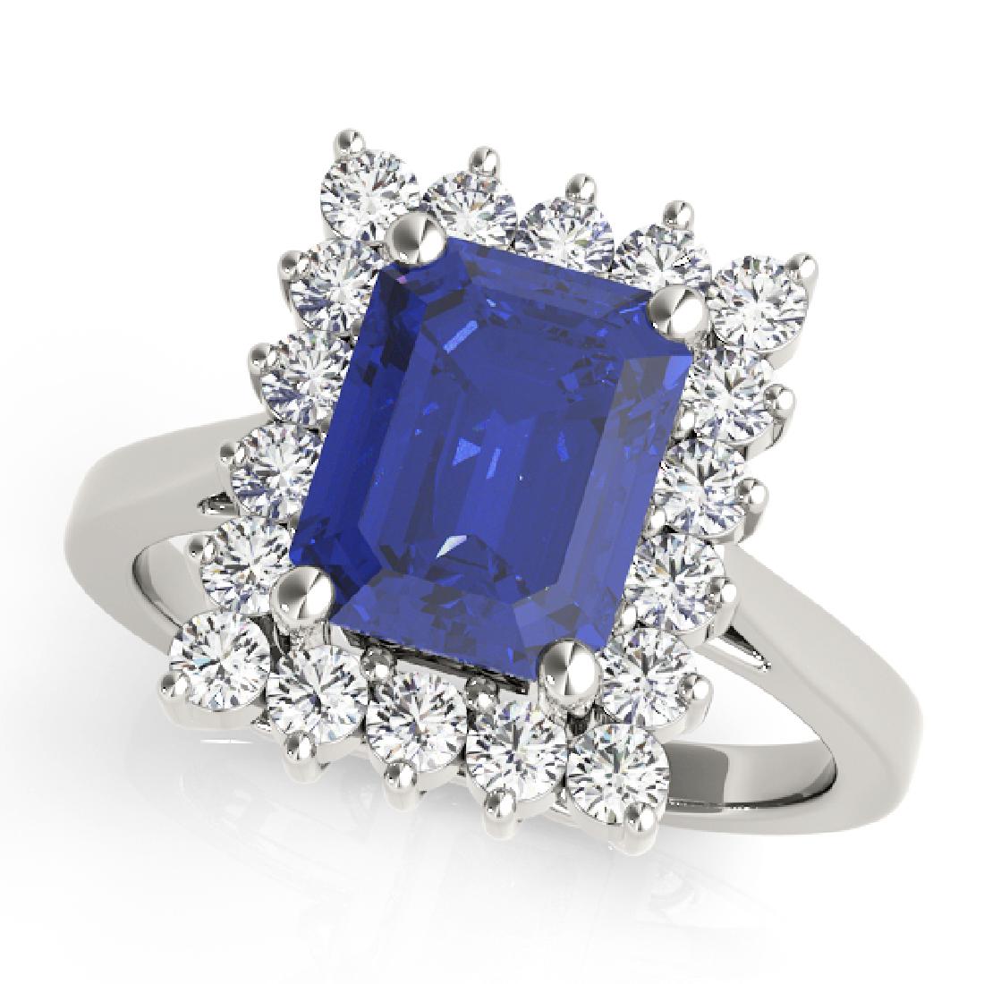 10ct Tanzanite 14K White Gold Ring 6.15gm: 10ct Tanzanite 14K White Gold Ring 6.15gm Diamond - 3/4 ct tw Diamond Quality - G-H Color VS/SI Clarity All Weights and Measurements are Approximate #80068-14X12