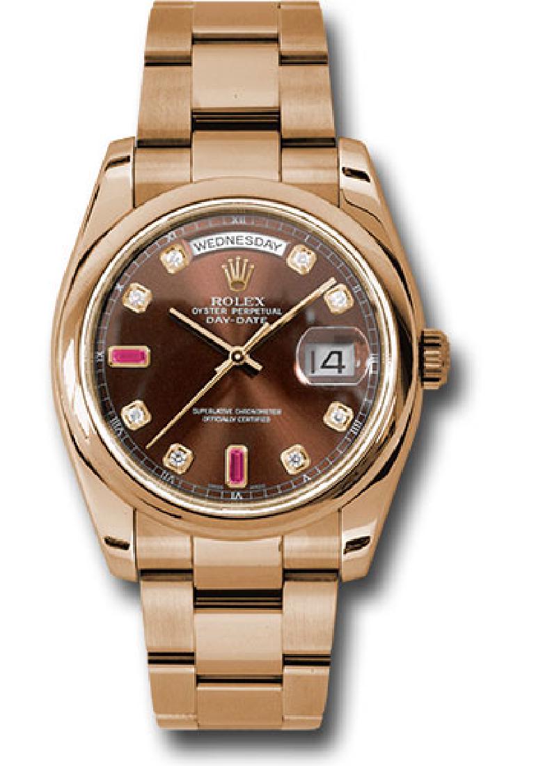 Rolex Model # 118205 Rolex Day Date 36 RG: Rolex Model # 118205 Rolex Day Date 36 RG Bracelet : oyster Dial : Chocolate Ruby #J180