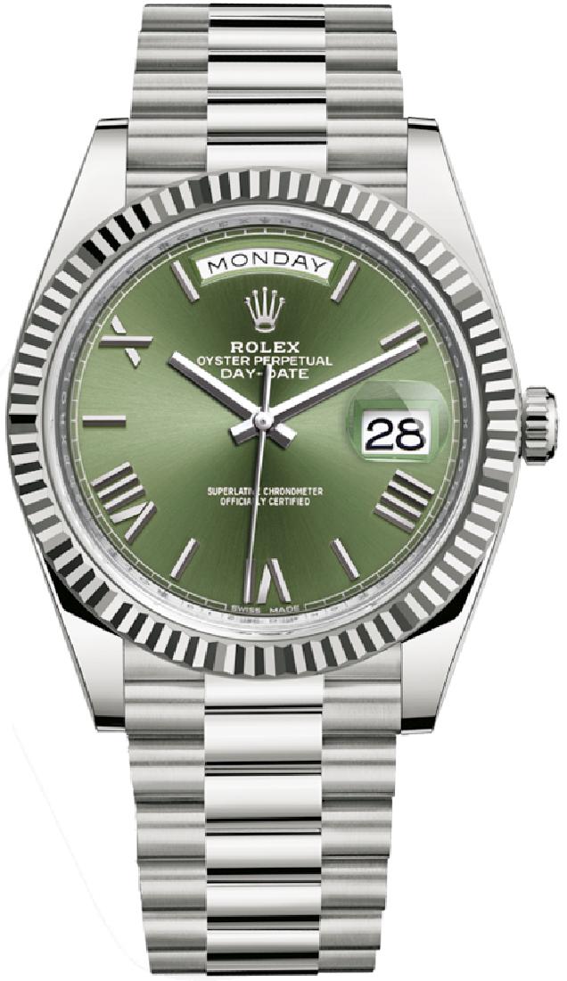 Rolex Model # 228239 Rolex Day Date WG 40MM: Rolex Model # 228239 Rolex Day Date WG 40MM Bracelet : President Dial : Green Roman #J239