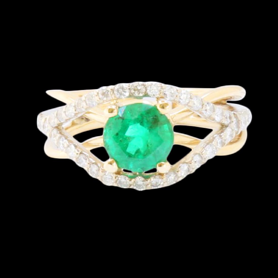 1.17ct NATURAL COLOMBIAN EMERALD 14K W/Y/G RING: 14K W/Y/G NATURAL COLOMBIAN EMERALD RING: 4.47GM/DIAMOND: 0.55CT/EMERALD :1.17CT/#GVR1397
