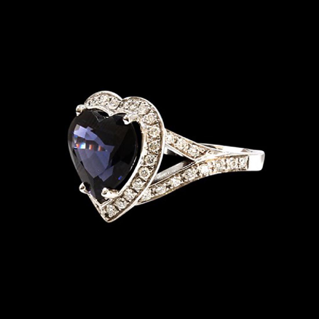 4.41CT NATURAL BURMA BLUE SPINEL 14K WHITE GOLD RING: 14K WHITE GOLD NATURAL BURMA BLUE SPINEL RING:3.93 GRAMS/DIAMOND:0.50CT/BLUE BURMA SPINEL:4.41CT/#GVR1113 **This gorgeous 4.41ct Heart Shape Natural African Blue Spinel ravishes the eye with its devis