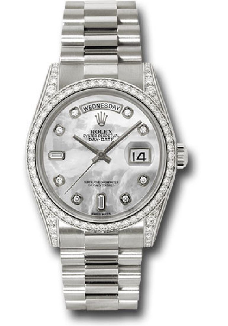 Rolex Model # 118389 Rolex Day Date WG with Diamond: Rolex Model # 118389 Rolex Day Date WG with Diamond Bezel and Lugs Bracelet : President Dial : Dark MOP Diamond #J182