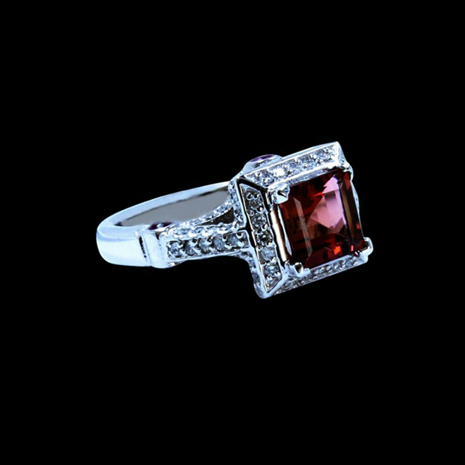 NATURAL 1.95CT PEACH TOURMALINE & 0.35CT RUBY 14K W/G: 14K W/G NATURAL RUBY AND PEACH TOURMALINE RING: 8.47GRAM /RUBY: 0.35CT /DIA :0.84CT/ PEACH TOURMALINE :1.95CT/#GVR1332/ NO LEAD OR GLASS FILLING