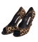 Manolo Blahnik leopard print pony peep toe high heel