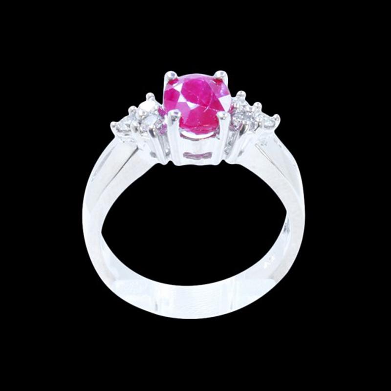 1.64CT NATURAL RUBY 14K W/G RING: 14K W/G NATURAL RUBY RING :5.34GRAM /NATURAL RUBY: 1.64CT/NO LEAD /DIAMOND: 0.21CT/#GVR1345/NO LEAD OR GLASS FILLING
