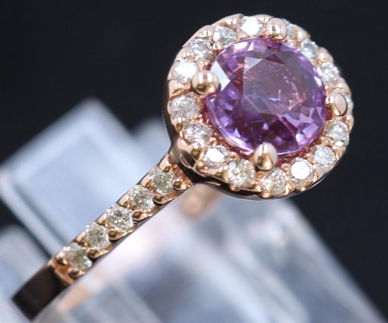 1.29ct Pink Tourmaline 14K Rose Gold Ring: 14KR/G RING :4.19GM / DIA:0.35CT / PINK TOURMALINE:1.29CT /#GVR1446