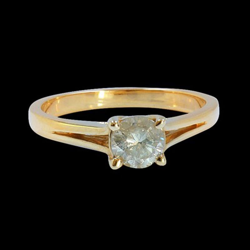 0.60CT NATURAL DIAMOND 14K YELLOW GOLD RING: 14K YELLOW GOLD NATURAL DIAMOND RING:2.80 GRAMS/DIAMOND:0.60CT/#GVR1225 **Warmly crafted in 14k yellow gold, this 0.60ct Round Cut Yellow Diamond Solitaire captures the light and catches the eye. A st