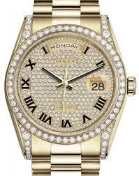 Rolex Model # 118388 Rolex Day Date YG with Diamond: Rolex Model # 118388 Rolex Day Date YG with Diamond Bezel and Lugs Bracelet : President Dial : Pave Roman #J279