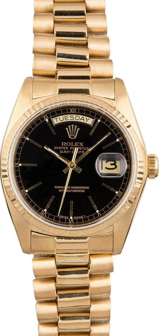 Rolex Model # 228238 Rolex Day Date YG 40MM: Rolex Model # 228238 Rolex Day Date YG 40MM Bracelet : President Dial : Black Stick #J235