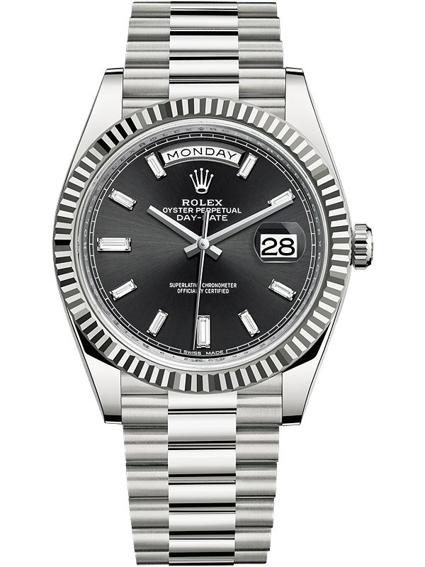 Rolex Model # 228239 Rolex Day Date WG 40MM: Rolex Model # 228239 Rolex Day Date WG 40MM Bracelet : President Dial : Black Diamond #J309