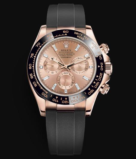 Rolex RG Daytona Oysterflex Model #116515LN: Rolex RG Daytona Oysterflex Model #116515LN Bracelet : Black Rubber Dial : PINK #J518