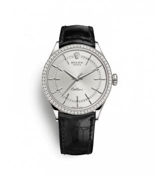 Rolex Celini WG with Diamond Bezel Model #50709: Rolex Celini WG with Diamond Bezel Model #50709 Bracelet : Black Croc Dial : SILVER #J571