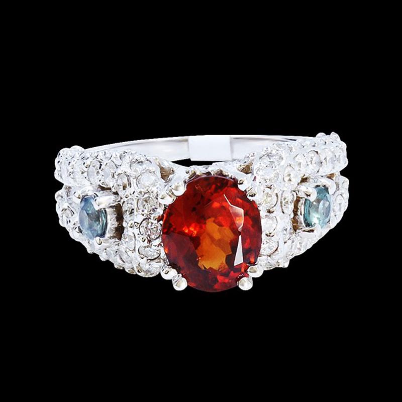NATURAL 2.45CT MALAYA GARNET/0.35CT ALEXANDRITE 14K: 14K WHITE GOLD NATURAL ALEXANDRITE VERY GOOD COLOR CHANGE MALAYA GARNET RING:6.67 GRAMS/DIAMOND:1.43CT/ALEXANDRITE:0.35CT/MALAYA GARNET:2.45CT/#GVR1032/MALAYA GARNET IS THE VERY RARE GARNET IN THE GAR