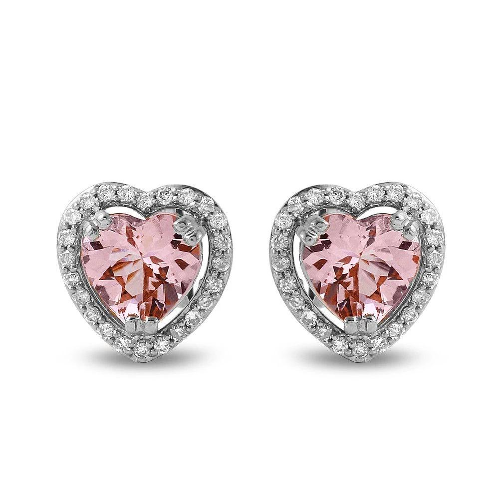 1.95ct Morganite 14 K White Gold Earrings: 1.95ct Morganite 14 K White Gold Earrings 14 K White Gold 2.85gm Morganite 1.95ct Diamond 0.25ct #P99867