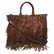 PRADA Noce Nappa Brown Leather Fringe Tote Bag