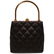 Chanel Vintage Black Quilted Silk Gold Handle Small