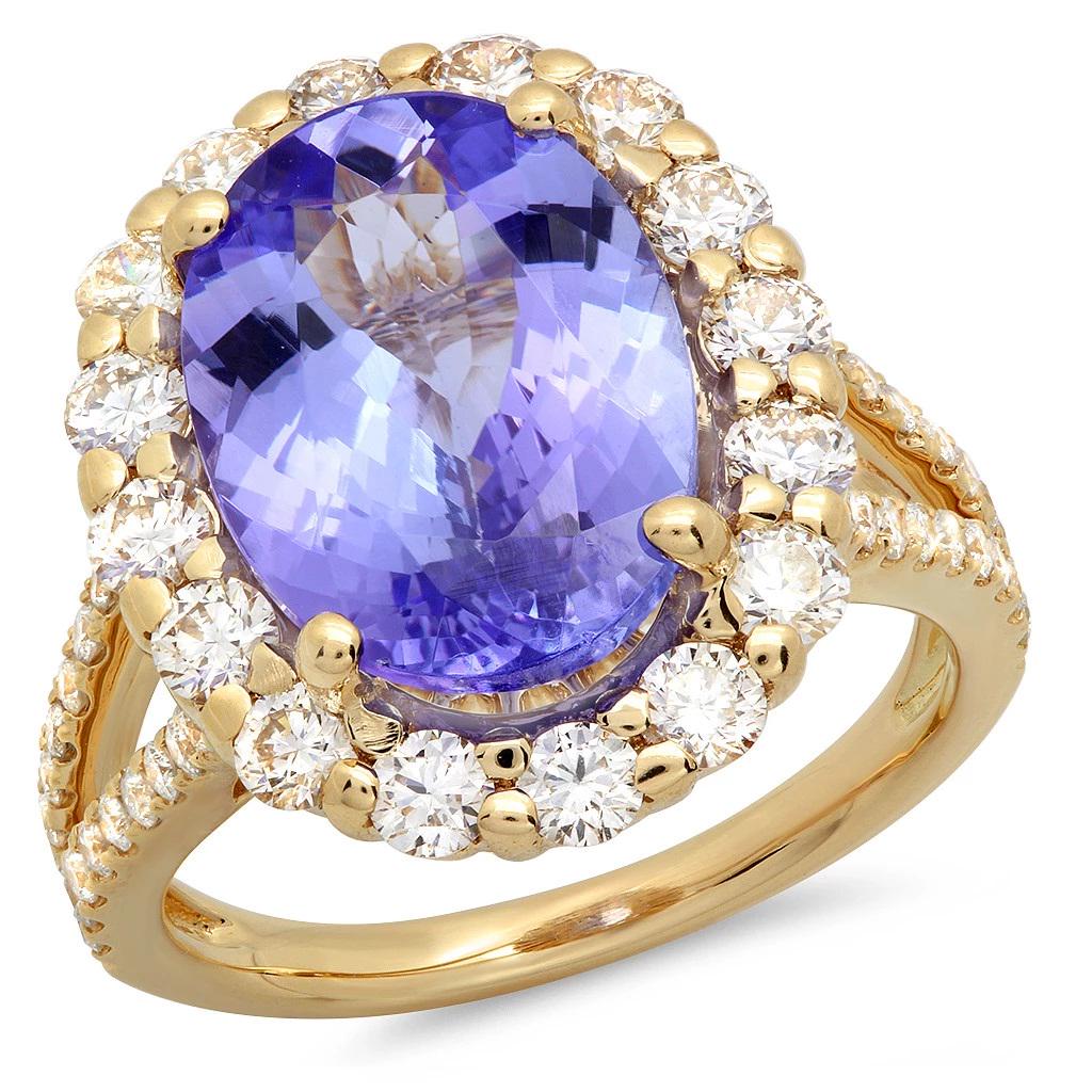 6.18ct Tanzanite 14 K Yellow Gold Ring: 6.18ct Tanzanite 14 K Yellow Gold Ring 14 K Yellow Gold 6.1gm Tanzanite 6.18ct Diamond 1.45ct #P72774