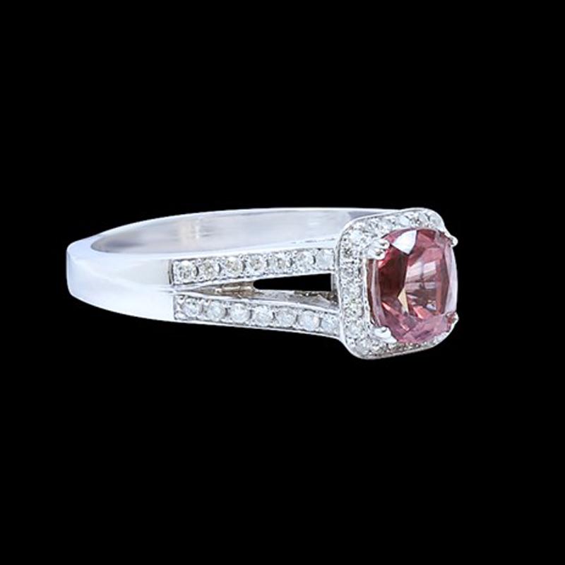 1.51CT NATURAL CEYLON PADPARADSCHA SAPPHIRE 14K W/G: 14K W/G NATURAL CEYLON PADPARADSCHA SAPPHIRE RING: 4.50GRAM /PADPARADSCHA SAPPHIRE: 1.51CT/DIAMOND:0.25CT/#GVR1311
