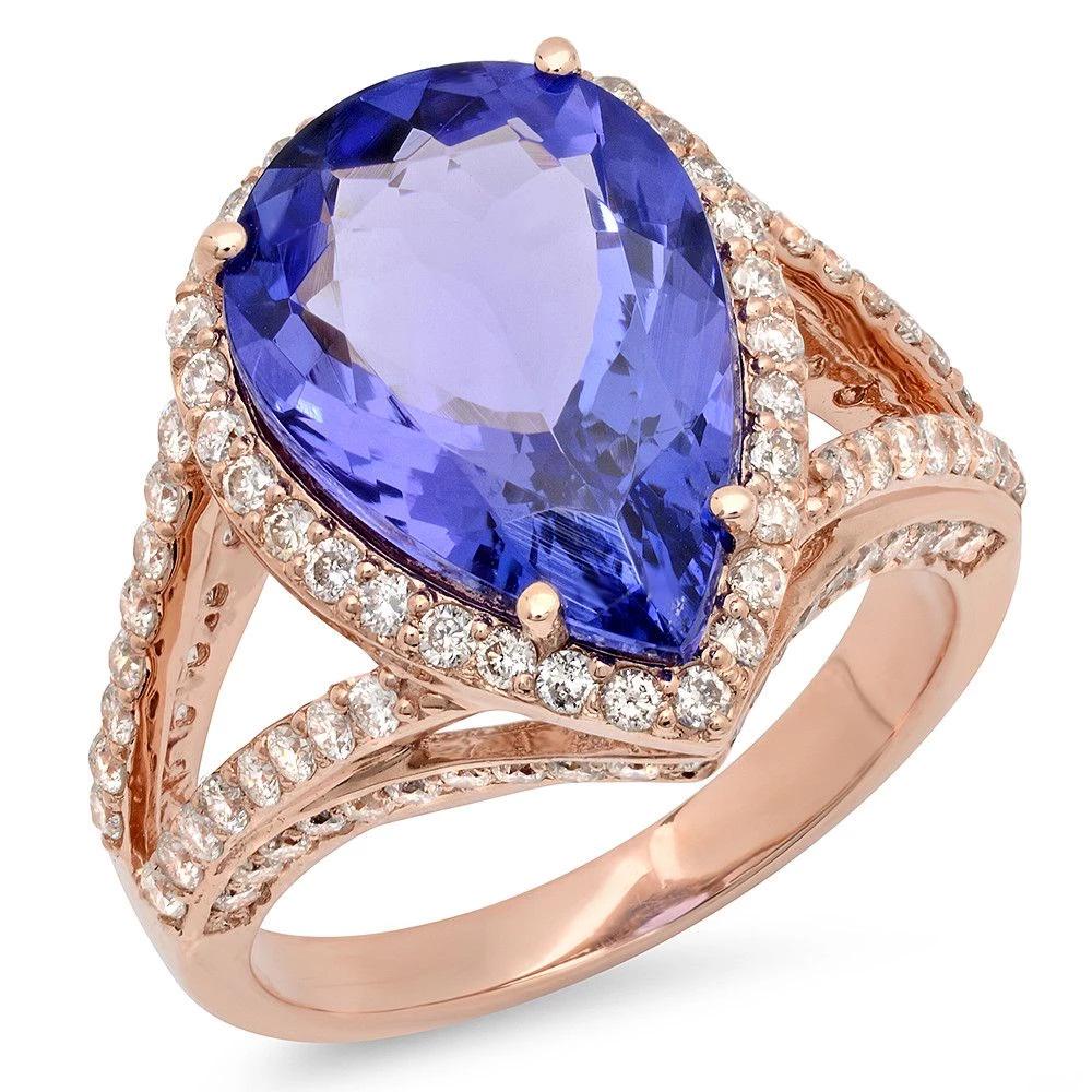 6.69ct Tanzanite 14 K Rose Gold Ring: 6.69ct Tanzanite 14 K Rose Gold Ring 14 K Rose Gold 6.2gm Tanzanite 6.69ct Diamond 1.12ct #P74345