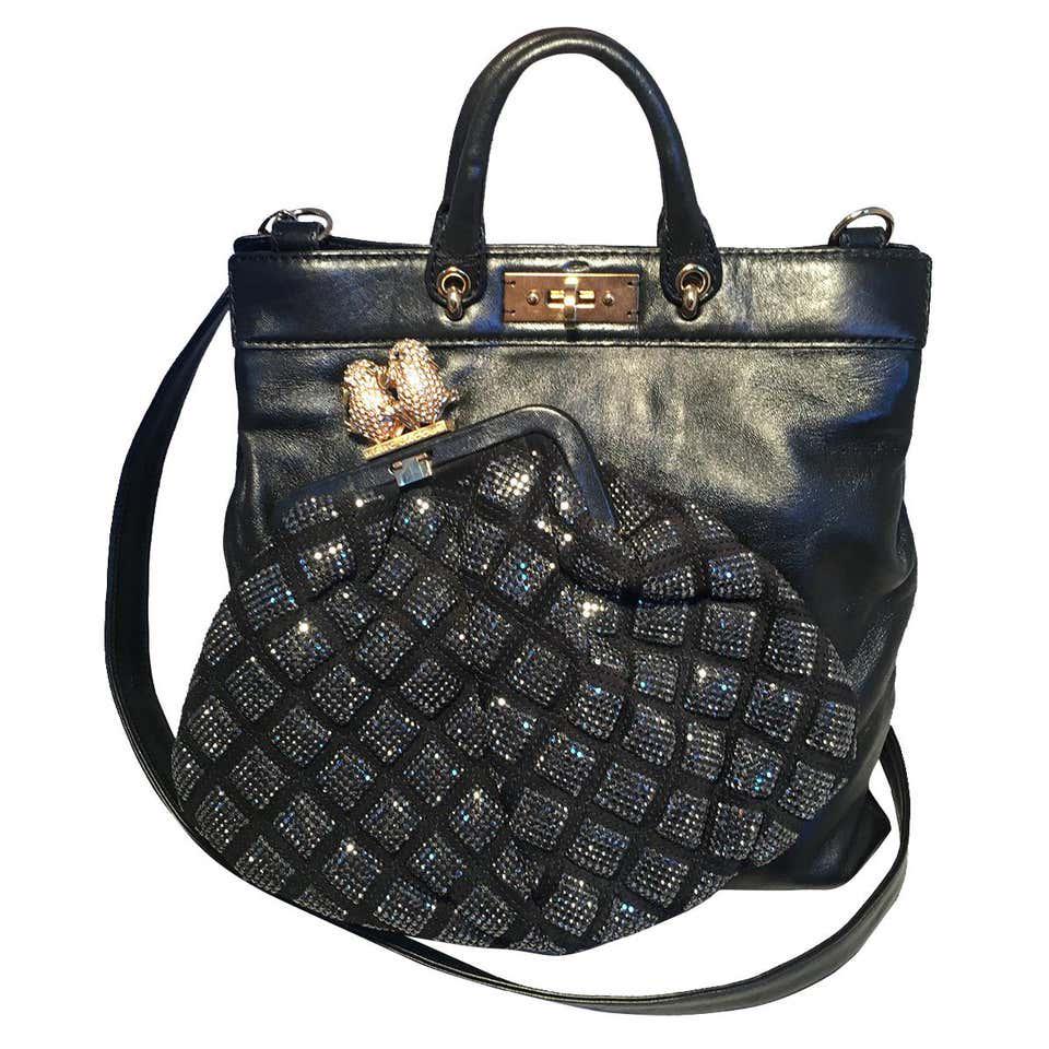 Marc Jacobs Black Leather and Sequin Small Duffy Frog: Marc Jacobs Black Leather and Sequin Small Duffy Frog Tote in excellent condition. The duffy frog totes were specially designed for a limited edition collection in partnership with Robert Duffy, the c