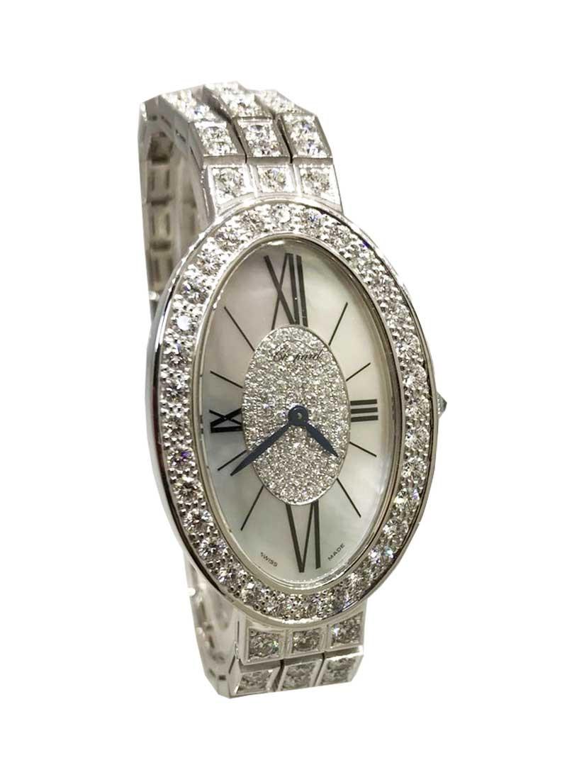 Chopard Oval Classiqie Full Diamond Prong Set Bracelet: Chopard Oval Classiqie Full Diamond Prong Set Bracelet Model Number : 106987/1001 Bracelet : WG Dial : MOP #J447