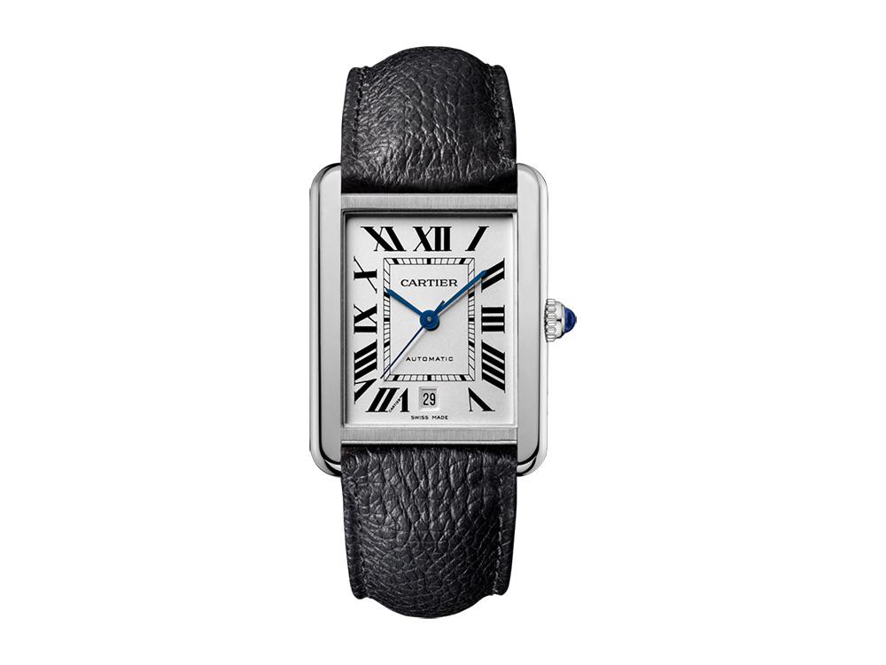 Cartier Tank Solo Extra Large on Strap Model #WSTA0029: Cartier Tank Solo Extra Large on Strap Model Number : WSTA0029 Bracelet : Black Leather Dial : SILVER #J444
