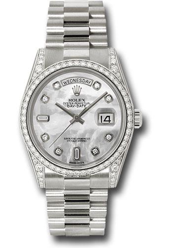 Rolex Model # 118389 Rolex Day Date WG with Diamond: Rolex Model # 118389 Rolex Day Date WG with Diamond Bezel and Lugs Bracelet : President Dial : Dark MOP Diamond #J182