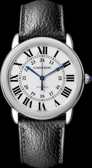 Cartier Large ronde solo on leather band Model: Cartier Large ronde solo on leather band Model #WSRN0021 Bracelet : Black Leather Dial : SILVER #J812