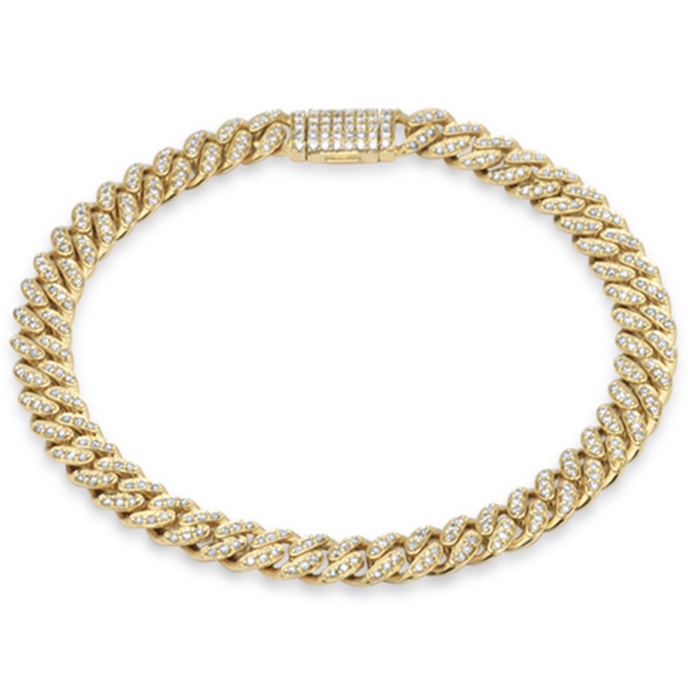 7mm 2.73ct Diamond Round Micro Pave Cuban Link 14K: 7mm 2.73ct Diamond Round Micro Pave Cuban Link 14K Yellow Gold 22.82gm Bracelet 8.5 #SCU34