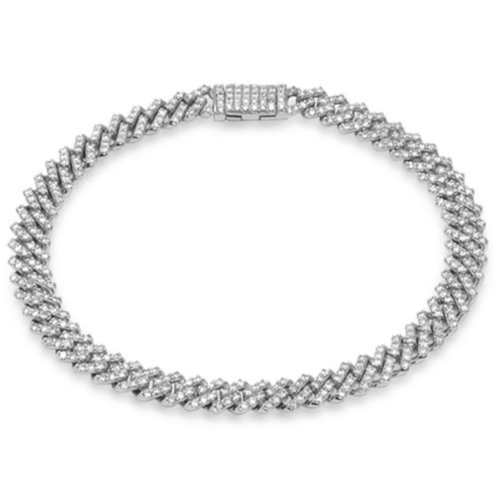 7mm 4.38ct Diamond Micro Pave Cuban Square Link 14K White Gold 18.23gm Bracelet 8.5": 7mm 4.38ct Diamond Micro Pave Cuban Square Link 14K White Gold 18.23gm Bracelet 8.5" #SCU19