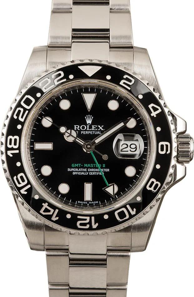 Pre-owned Rolex GMT-Master II - 116710LN: Pre-owned Rolex GMT-Master II - 116710LN SKU #B-12505 Every watch comes with a Quality testing and authentic report Certificate issued by the industry's leading independent authority on watch authenti