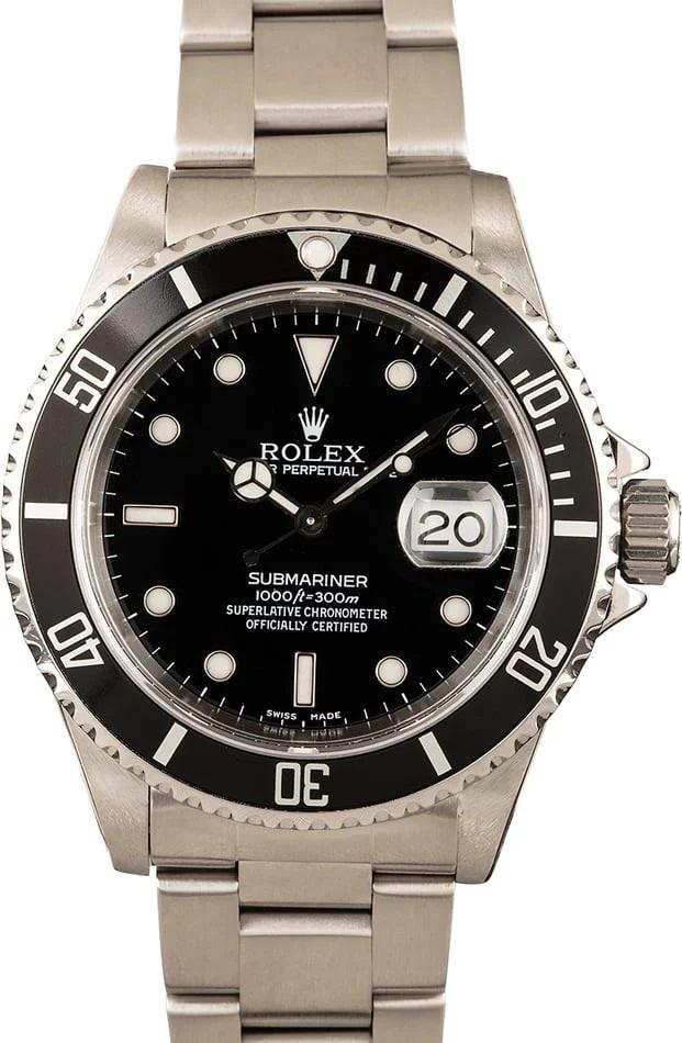 Pre-owned Rolex Submariner 16610: Pre-owned Rolex Submariner 16610 SKU #B-12528 Every watch comes with a Quality testing and authentic report Certificate issued by the industry's leading independent authority on watch authentication.