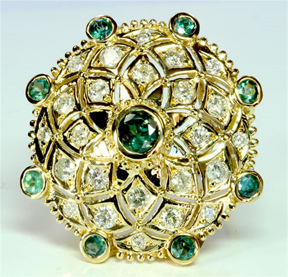 ALEXANDRITE 1.17CT / DIAMOND 1.06CT / 14K YELLOW GOLD: ALEXANDRITE 1.17CT / DIAMOND 1.06CT / 14K YELLOW GOLD 8.83GRAM / GVK2/3/15(2)