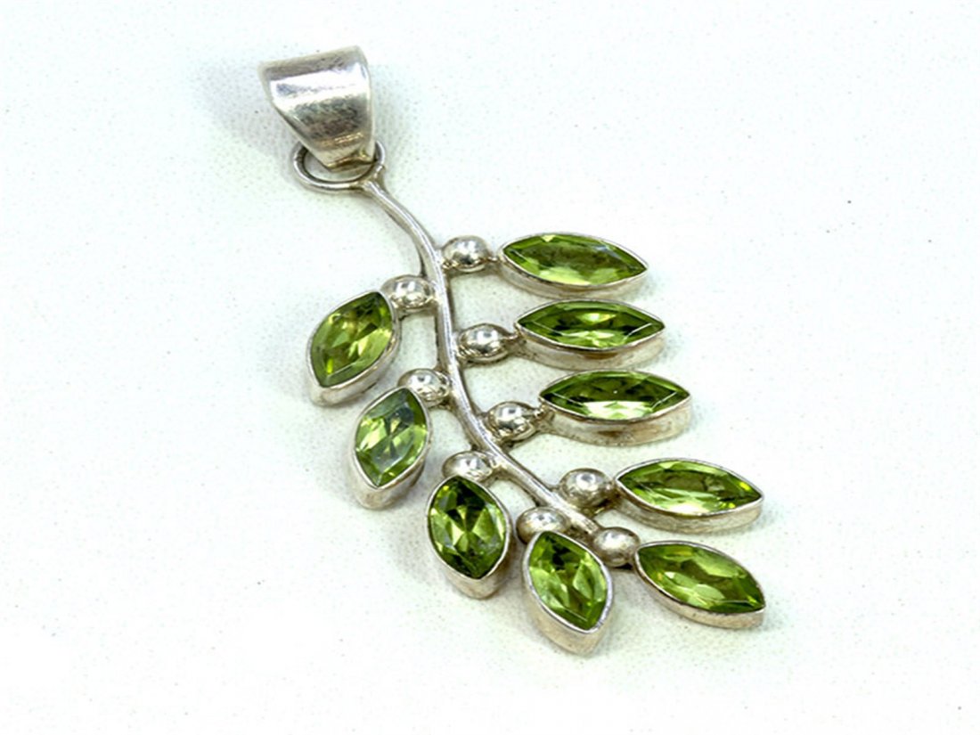 Sterling Silver .925 Leaf Design Lemon Quartz Pendant: Sterling Silver .925 Leaf Design Lemon Quartz Pendant 10.0g Dim.18x45mm 9.97gr