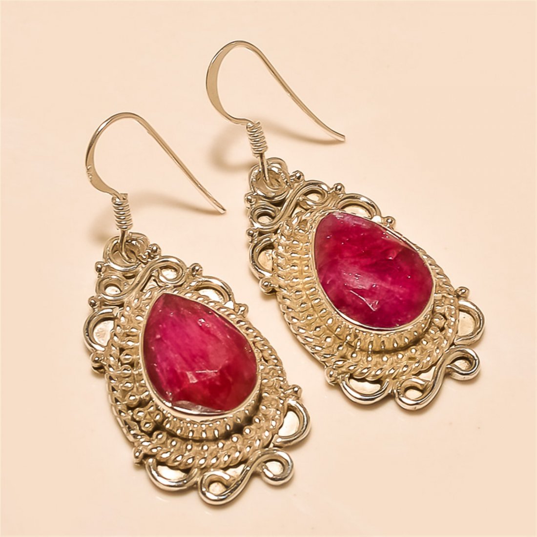 ruby Earring Solid Sterling Silver: ruby Earring Solid Sterling Silver Length:1.5 inch Weight:12 gram #E-139