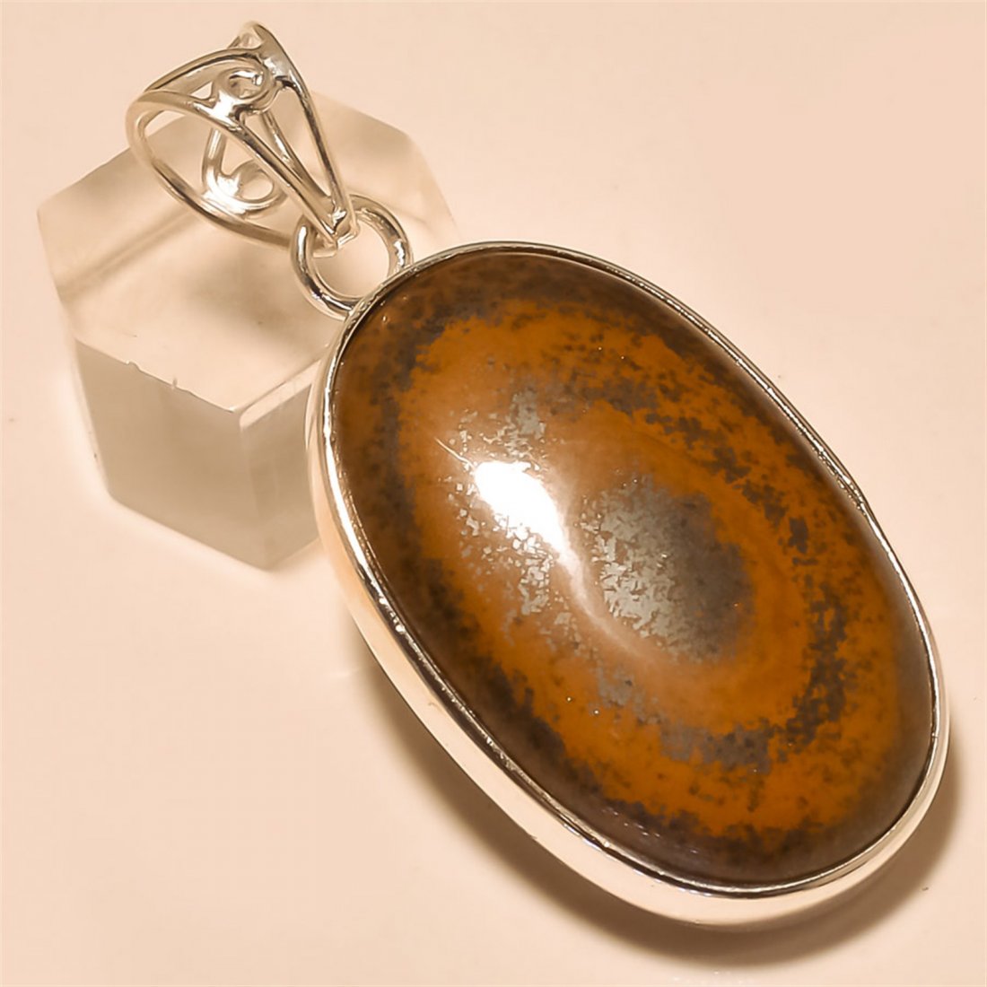Copper Obsidian Pendant Solid Sterling Silver: Copper Obsidian Pendant Solid Sterling Silver Length:2 inch Weight:19 gram #P-088