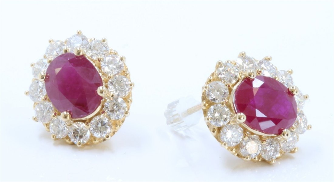 14K YELLOW GOLD RUBY EARRING (1 of 3)