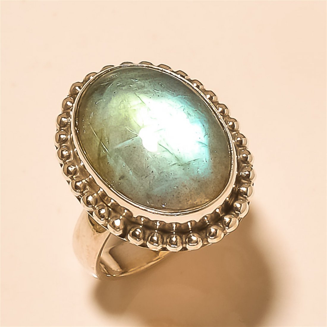 Labradorite RING Solid Sterling Silver: Labradorite RING Solid Sterling Silver Length:0.75inch Weight:8gram #R-181