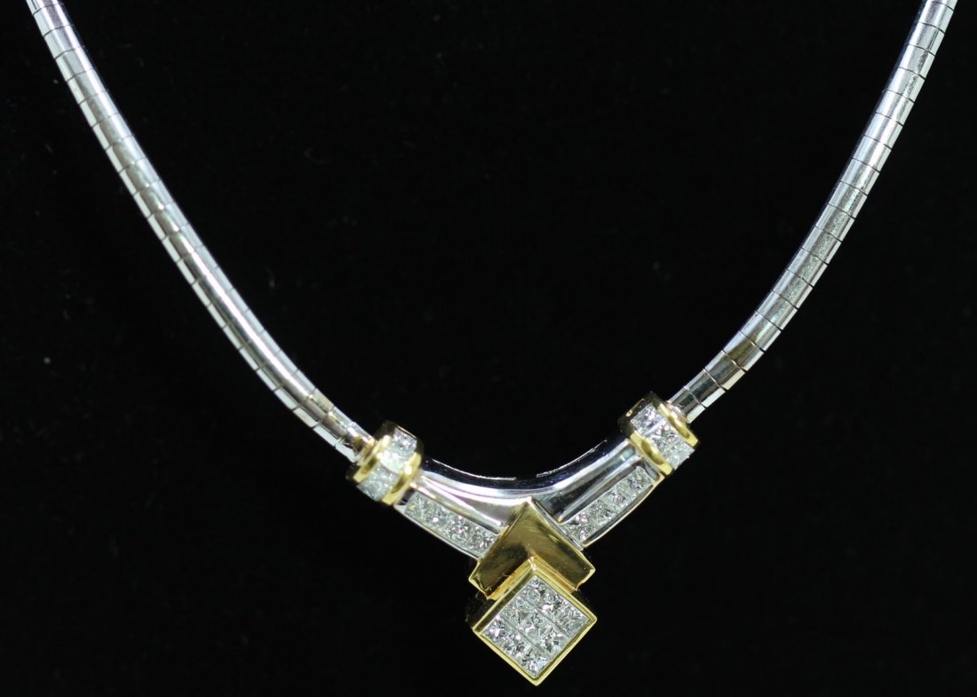 14K WHITE GOLD TWO TONE DIAMOND NECKLACE/21.9 (1 of 3)