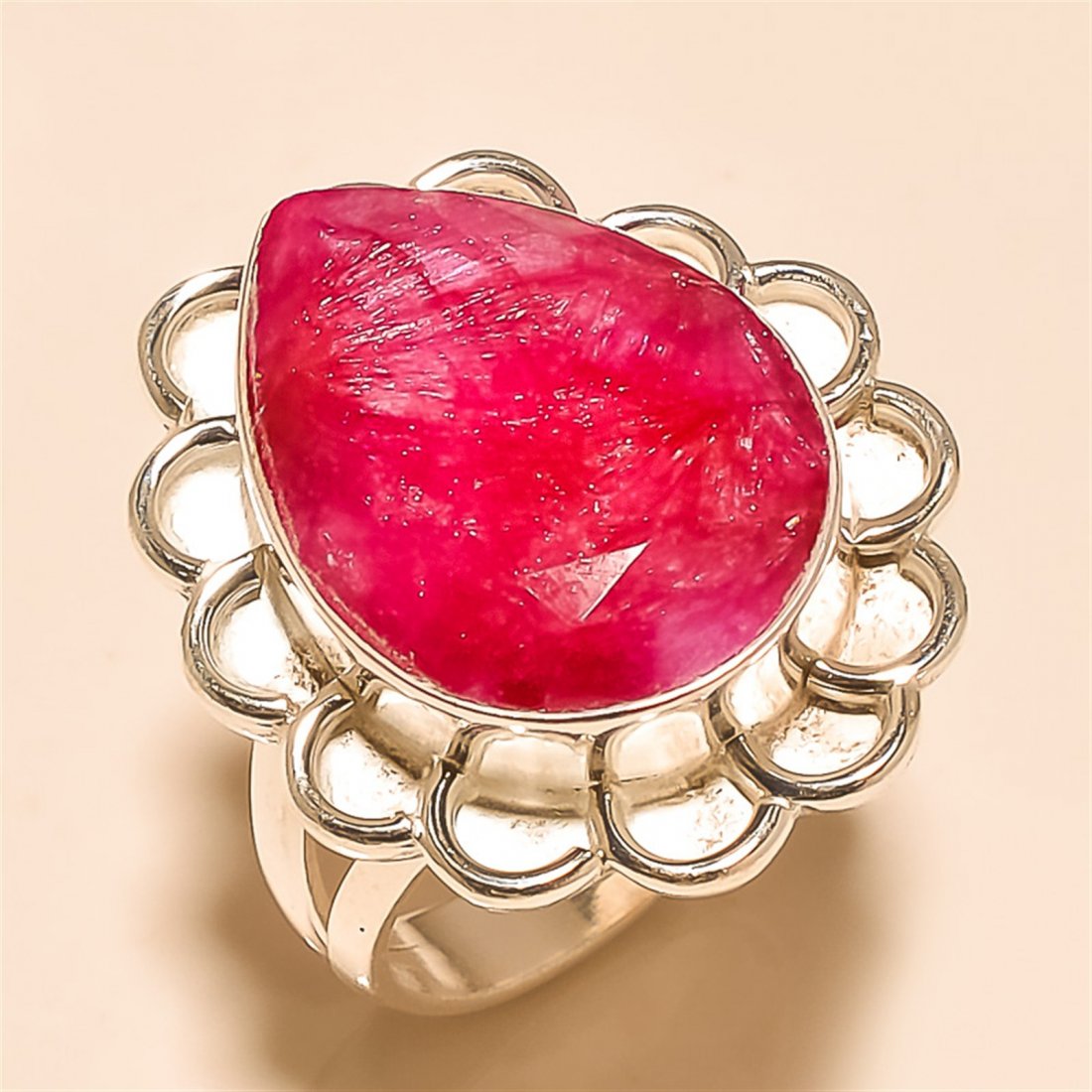 Red Ruby RING Solid Sterling Silver: Red Ruby RING Solid Sterling Silver Length:1.05inch Weight:13gram #R-150