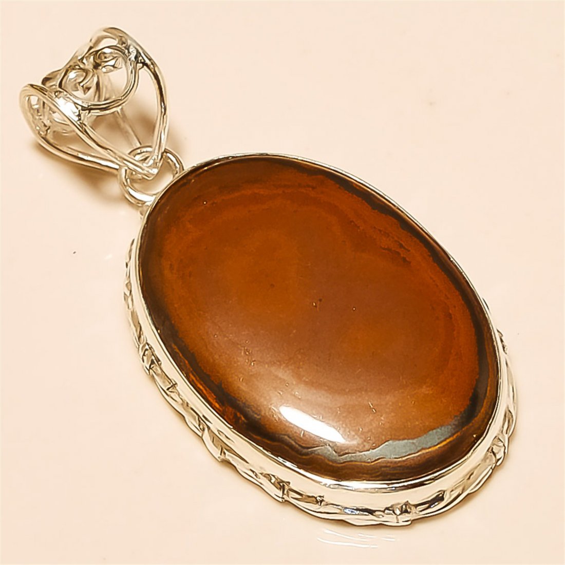 Copper Obsidian Pendant Solid Sterling Silver: Copper Obsidian Pendant Solid Sterling Silver Length:2 inch Weight:11 gram #P-528