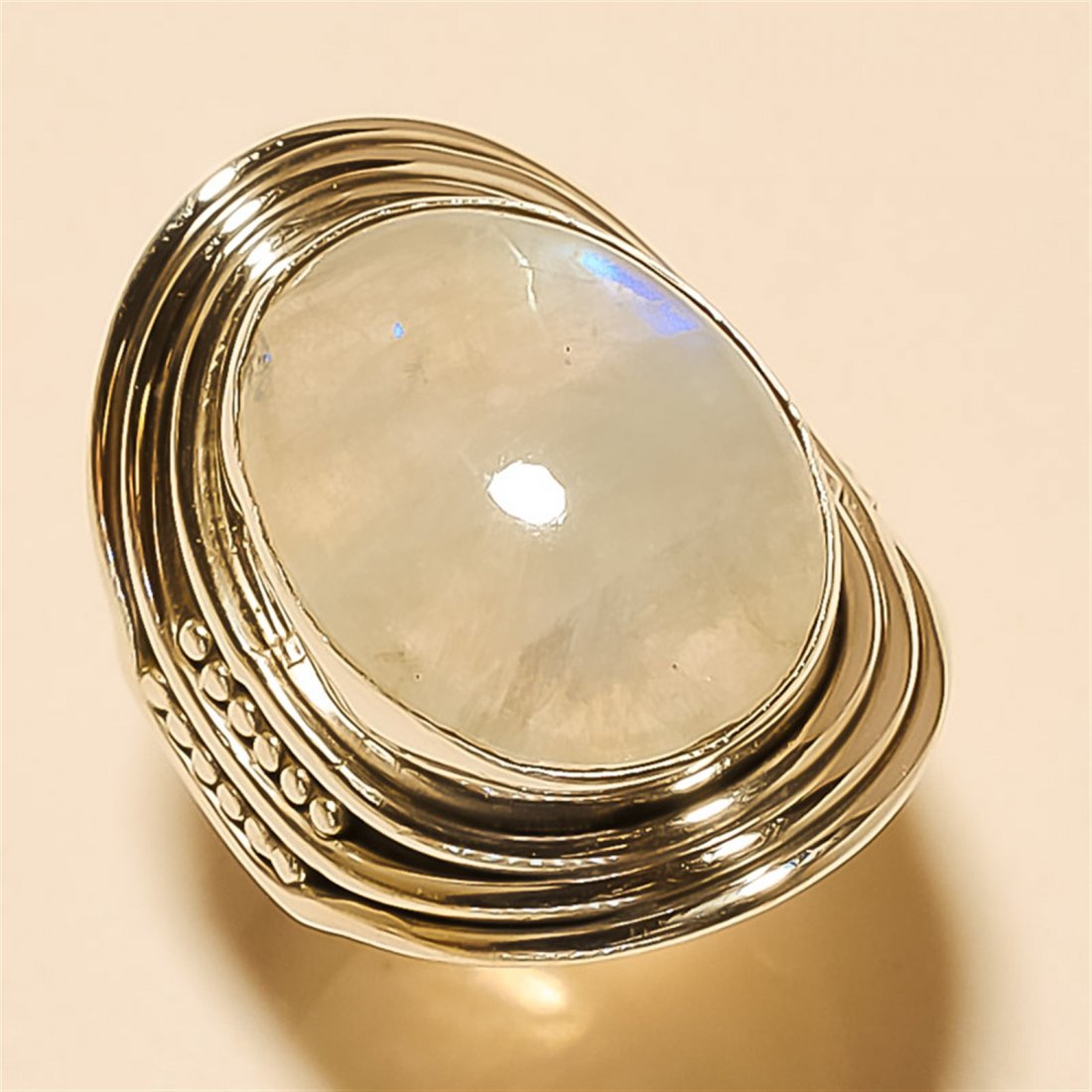 Moonstone RING Solid Sterling Silver: Moonstone RING Solid Sterling Silver Length:1.15inch Weight:9gram #R-229