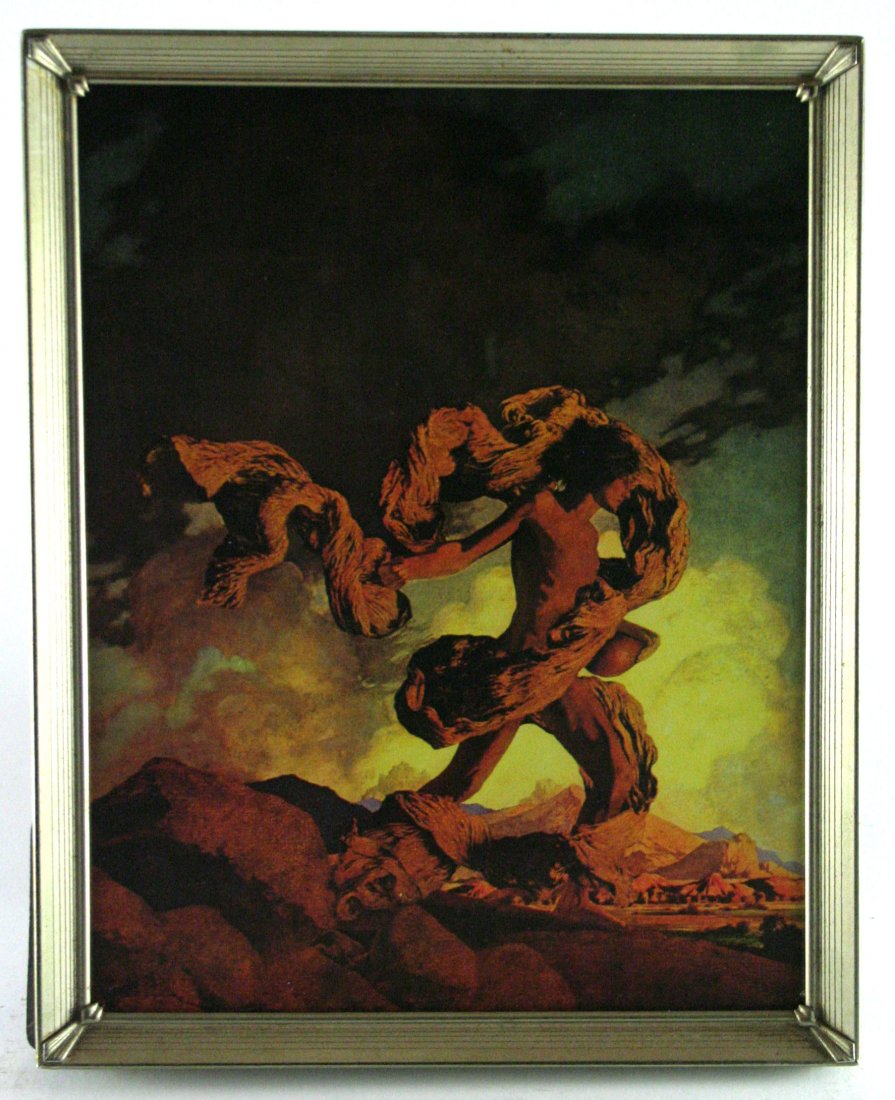 Maxfield Parrish "Cadmus Sowing the Dragon's Teeth": Vintage mid century lithograph printed after the 1910 original 8 x 10 inches framed